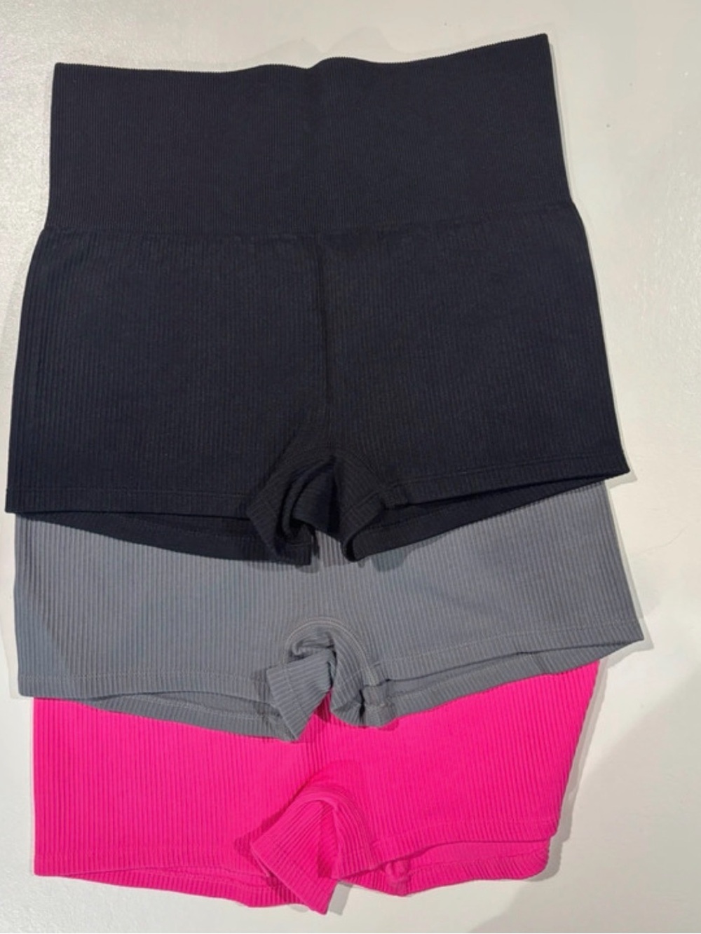 Bike Shorts — Black, Gray & Hot Pink (3-Pack)